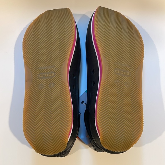 Crocs Retro Slingback Flat in Black/Fuchsia Size W8 - Picture 3 of 7